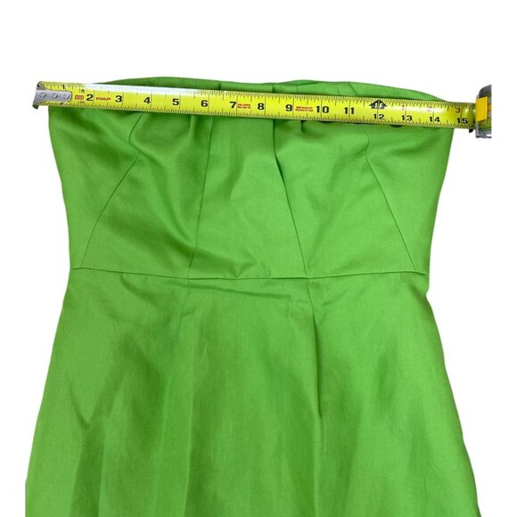 J. Crew Lime Green Strapless Cotton Summer Party Cocktail Mini Dress w/ Pockets - Picture 10 of 13